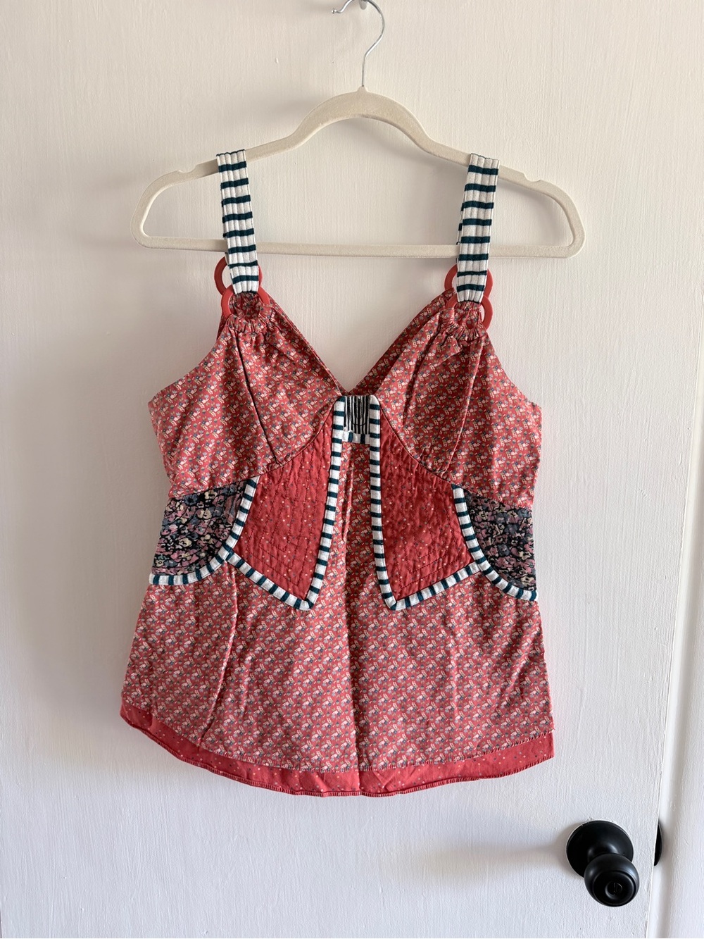 Marc Jacobs Red Patchwork Camisole with Striped Trim - Picture 3 of 9